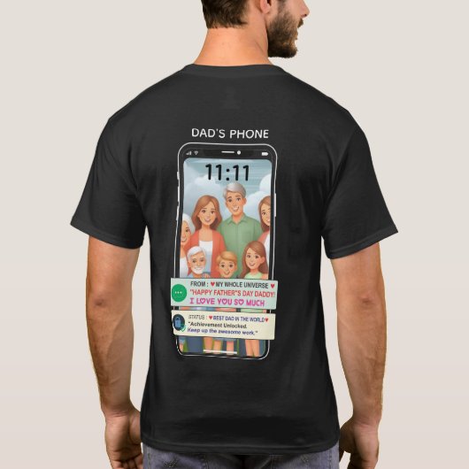 Op maat gemaakte smartphone Vaderdag T-shirt (Achterkant)