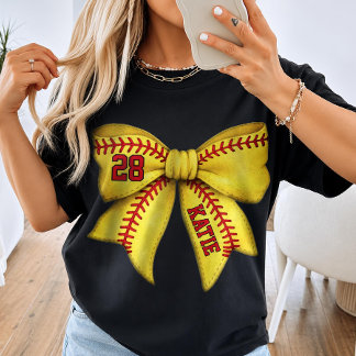 Op maat gemaakte Softball Mom Boog met Naam & Spel T-shirt