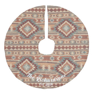 Op maat gemaakte Southwestern Kilim Ikat vloerklee Imitatie Linnen Kerstboom Kleed