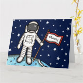 Op maat gemaakte Spaceman Astronaut Kosmische Moed Kaart (Gele Bloem)