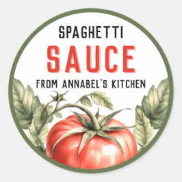 Op maat gemaakte spaghettisaus vintage stijl prese ronde sticker