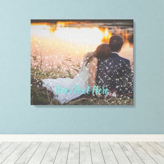 Op maat gemaakte Sparkle Light Effect Trouwcanvas Canvas Afdruk (Insitu (Houten vloer))
