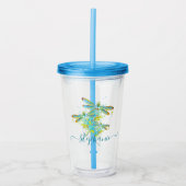 Op maat gemaakte spat van turkoois libel acryl drinkbeker (Voorkant)