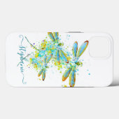 Op maat gemaakte spatten van de turkoois libel Case-Mate iPhone case (Achterkant (horizontaal))