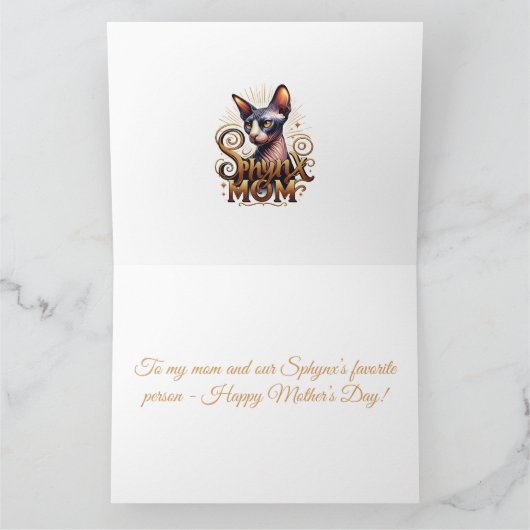 Op maat gemaakte Sphynx kat moeder Moederdag kaart (Binnen)