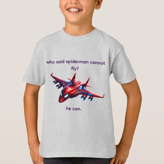 Op maat gemaakte Spiderman Web-Vliegtuig Kinderen T-shirt (Voorkant)
