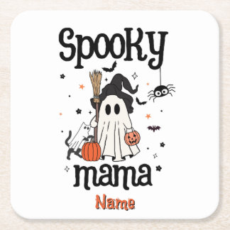 Op maat gemaakte Spooky Mama Halloween – Geest, Ka Kartonnen Onderzetters