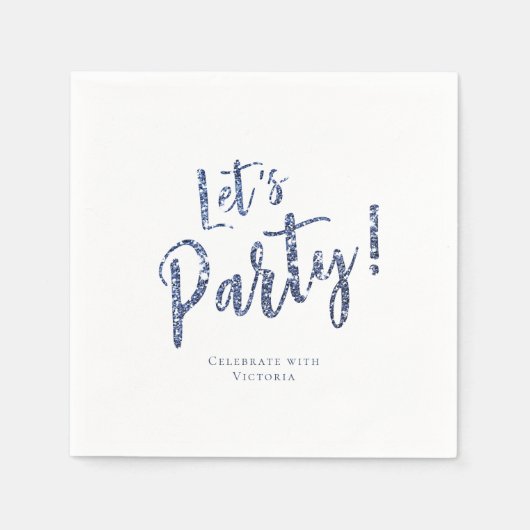 Op maat gemaakte sprankelende blauwe glitters 'lat servet (Voorkant)