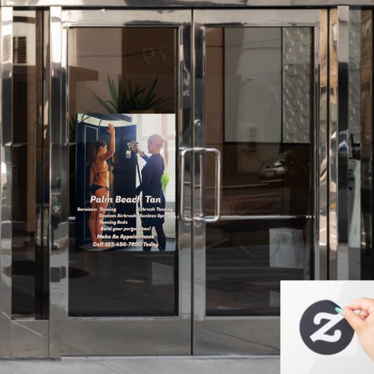 Op maat gemaakte Spray Tanning Booth Business 4 Raamsticker (Kantoordeur)