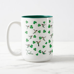Op maat gemaakte St. Patrick's Day Kolibrie en Sha Tweekleurige Koffiemok