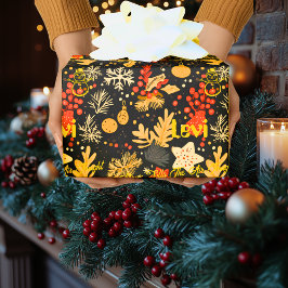Op maat gemaakte sterren en kerstversiering cadeaupapier