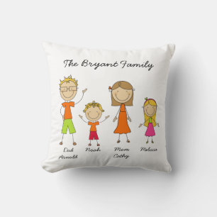 Op maat gemaakte Stick Figure Familie MOJO Kussen