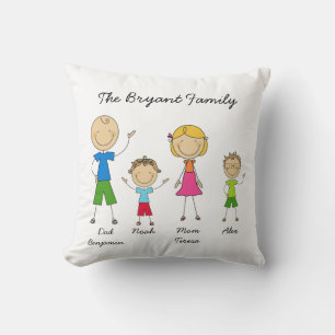 Op maat gemaakte Stick Figure Familie MOJO Kussen