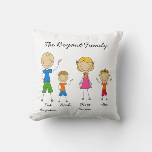 Op maat gemaakte Stick Figure Familie MOJO Kussen