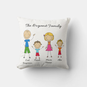 Op maat gemaakte Stick Figure Familie MOJO Kussen