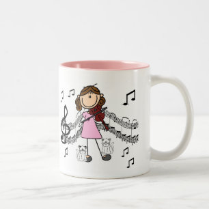 Op maat gemaakte Stick Figure Vioolspeler Mok