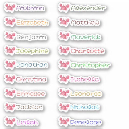 Op maat gemaakte stickers met meerdere namen voor  (Voorkant)