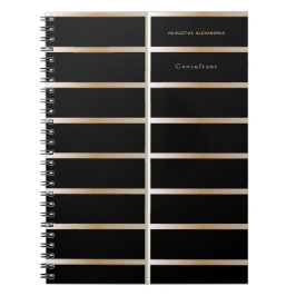 Op maat gemaakte stijlvolle zwarte en gouden execu notitieboek