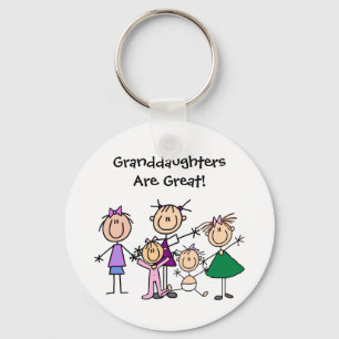 Op maat gemaakte stokfiguur familie sleutelhanger