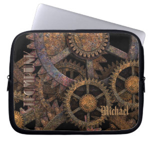 Op maat gemaakte Stoomstijl Tandwielen en Wielen Laptop Sleeve
