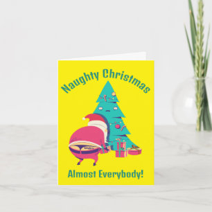 Op Maat Gemaakte Stoute Kerst Moppige Kerstman  Feestdagen Kaart