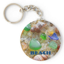 Op maat gemaakte strand-sleutelhangers met zeeglas