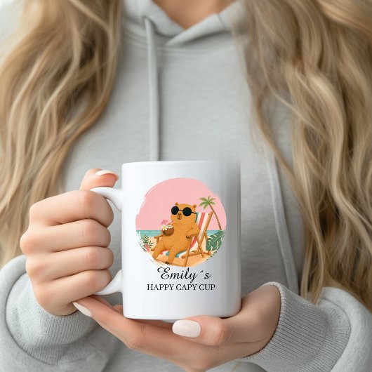 Op maat gemaakte strandcapybara mok met naam