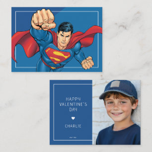 Op maat gemaakte stripstijl Superman fotovalentijn Notitiekaartje