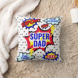 Op maat gemaakte Super Dad Hero Stripboek Worp Kus Kussen