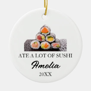 Op maat gemaakte sushi kerst, grappige sushi cadea keramisch ornament