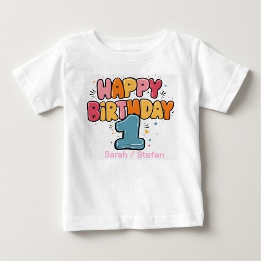 Op maat gemaakte T-shirts - 1e verjaardag (Voorkant)