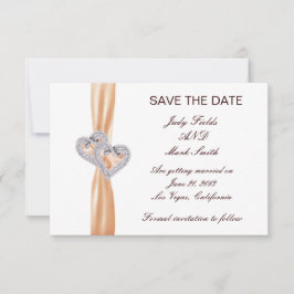 Op maat gemaakte Tangerine Harten Save The Date Ka Kaart
