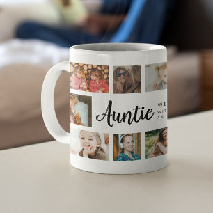 Op maat gemaakte tante 18 foto collage koffiemok
