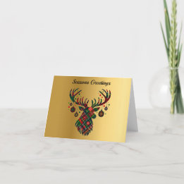 Op maat gemaakte Tartan Hert & Kerstbal Kerstkaart Kaart