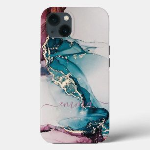 Op maat gemaakte Teal Blauw Paarse Marmer Cell Pho Case-Mate iPhone Case