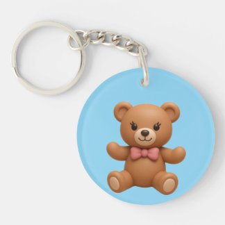Op maat gemaakte Teddy en krans dubbelzijdige sleu Sleutelhanger