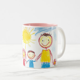 Op maat gemaakte tekening van het kind Familieheri Tweekleurige Koffiemok