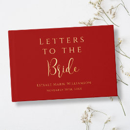 Op maat gemaakte tekst kersenrood gouden letters a gastenboek