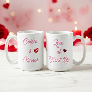 Op maat gemaakte tekst koffie en kusjes Valentijns Koffiemok