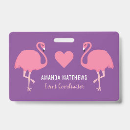 Op maat gemaakte tekst Roze Flamingo badges