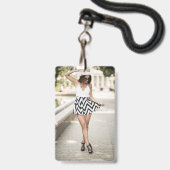 Op maat gemaakte tekst Roze Flamingo badges (Achterkant met lanyard)