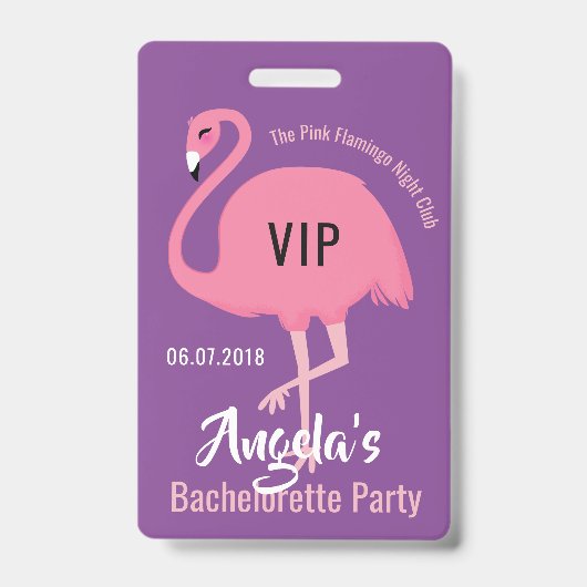 Op maat gemaakte tekst Roze Flamingo badges (Voorzijde)