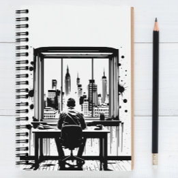 Op maat gemaakte tekst stedelijke skyline kunst no notitieboek