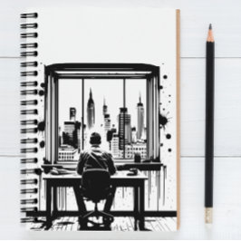 Op maat gemaakte tekst stedelijke skyline kunst no notitieboek