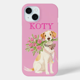 Op maat gemaakte telefoonhoes met hondennaam iPhone 15 case