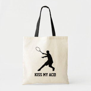 Op maat gemaakte tennisspeler tote tas met grappig