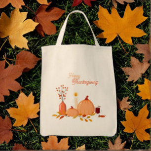 Op maat gemaakte Thanksgiving pompoenen Tote Bag