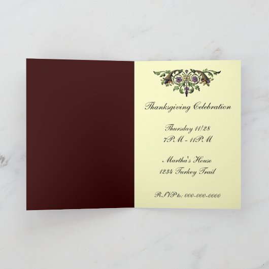 Op maat gemaakte Thanksgiving-vouwen uitnodiging m (Binnen)