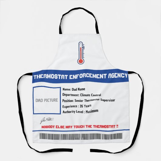 Op maat gemaakte Thermostaat BBQ Schort voor Vader (Voorkant)