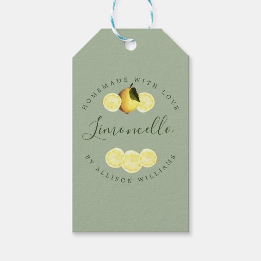 Op Maat Gemaakte Thuis Limoncello Laurel Groen Cadeaulabel (Voorkant)